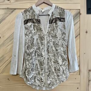 Medium Fun Textured sheer top with sparkle, sequins and animal print